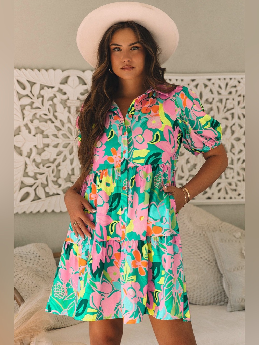 #38: NWT Button-Down Tiered Dress – Puff Sleeve